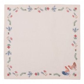 Clayre & Eef | Комплект памучни салфетки 6 бр. 40x40 см| кокошки и петли