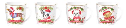 EasyLife | Порцеланова чаша 350 мл в метална кутия 4 модела | CHRISTMAS DOGS