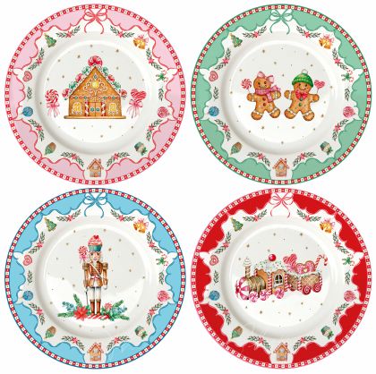 EasyLife | Порцеланови десертни чинии Ø 19,5 см 4 бр. к-кт | SWEET CHRISTMAS