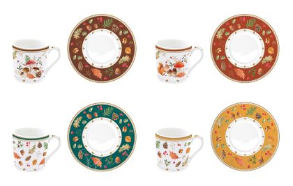 EasyLife | Комплект 4 порцеланови чаши 100 мл с чинийки | AUTUMN BREEZE