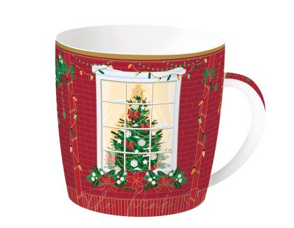 EasyLife | Порцеланова чаша 350 мл в метална кутия | FESTIVE AVENUE - RED