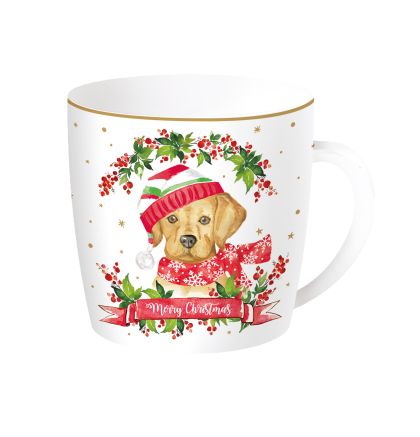 EasyLife | Порцеланова чаша 350 мл в метална кутия 4 модела | CHRISTMAS DOGS