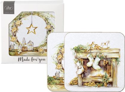 IHR | Коркова подложка за чаша - 4 броя / 2 дизайна | BRIGHT SHINE