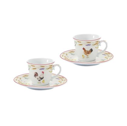 EasyLife | Комплект 2 чаши за кафе с чинийки 80 мл | COUNTRY LIFE