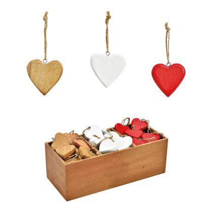 G. Wurm | Декоративна закачалка сърце от дърво, червено/бяло/кафяво
