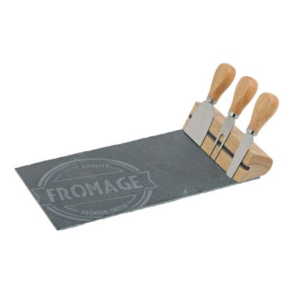 G. Wurm | Дъска за сирена от шисти и бамбук с 3 прибора