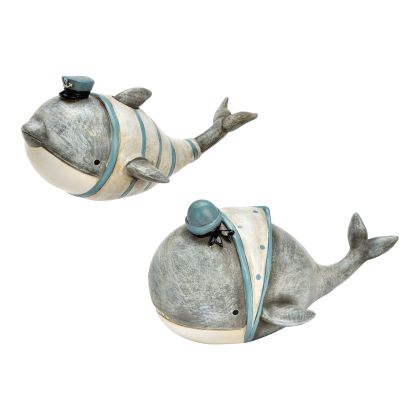 G. Wurm | Фигурка кит от полирезин, синьо/бяло