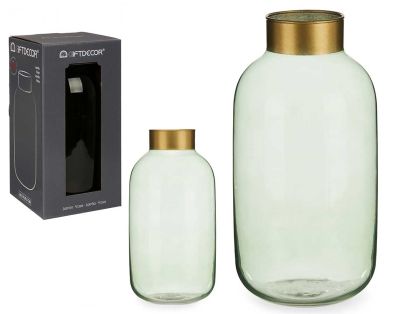 Arte Regal | Голяма стъклена ваза в златисто и зелено