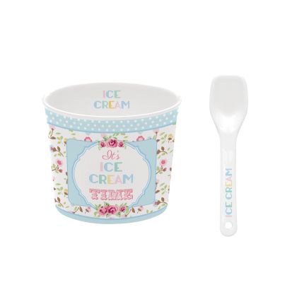EasyLife | Порцеланова купичка за сладолед с лъжичка 