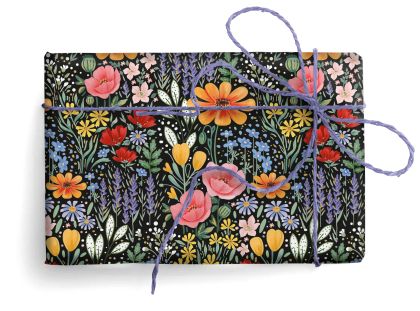 Kartos | Подаръчна хартия Цветна градина със златни детайли, 70 × 100 см