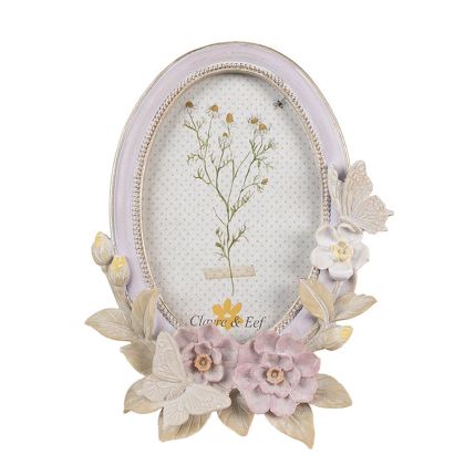 Clayre & Eef | Рамка за снимка с цветя 10 × 15 cm | Лилав