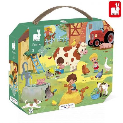 Janod | Картонен пъзел от 24 части |  Един ден във фермата