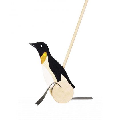 Goki |  Дървена играчка за бутане | Пингвин