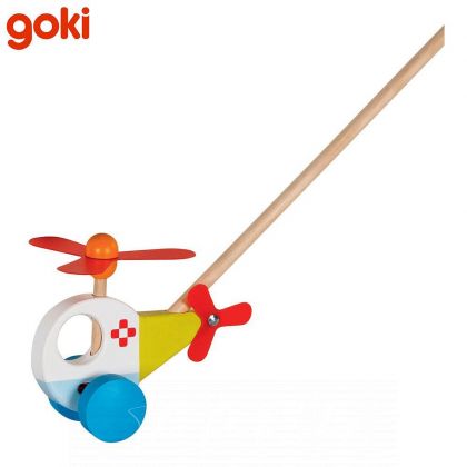 Goki |  Дървена играчка за бутане | Хеликоптер