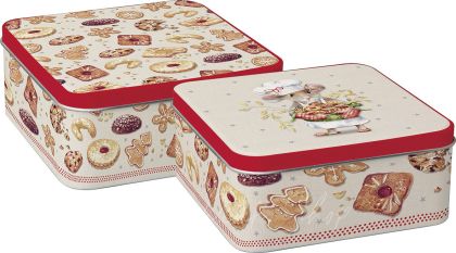 IHR | Комплект метална квадратна кутия за бисквити | Бисквитки