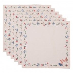 Clayre & Eef | Комплект памучни салфетки 6 бр. 40x40 см| кокошки и петли