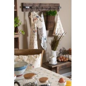 Clayre & Eef | Комплект памучни салфетки 6 бр. 40x40 см| кокошки и петли