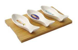 EasyLife | Купички за разядка к-т 3 бр с бамбукова поставка 24x13 cm | BORD DE MER
