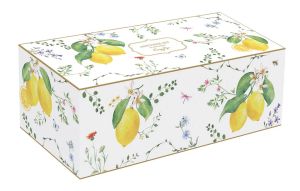 EasyLife | Купи за предястия порцелан 4 бр к-т върху бамбуков поднос | FLEURS ET CITRONS