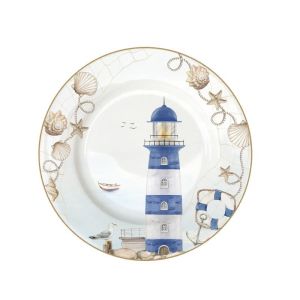 EasyLife | Порцеланова чиния десертна Ø19 см | BLUE LIGHTHOUSE
