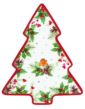 EasyLife | Порцеланово плато 20,5x25,5 см | CHRISTMAS BERRIES