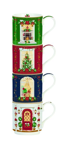 EasyLife | Порцеланови чаши 275 мл 4 бр к-кт | FESTIVE AVENUE