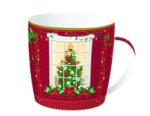 EasyLife | Порцеланова чаша 350 мл в метална кутия | FESTIVE AVENUE - RED