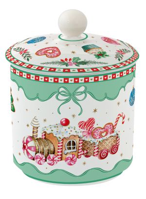 EasyLife | Порцеланова буркан с капак Ø 10,5x13 см | SWEET CHRISTMAS