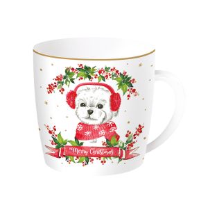 EasyLife | Порцеланова чаша 350 мл в метална кутия 4 модела | CHRISTMAS DOGS