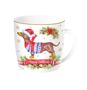 EasyLife | Порцеланова чаша 350 мл в метална кутия 4 модела | CHRISTMAS DOGS