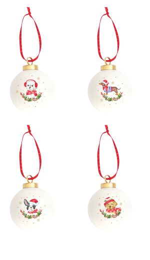 EasyLife | Коледна топка от доломит Ø 7 см - 4 вида| CHRISTMAS DOGS