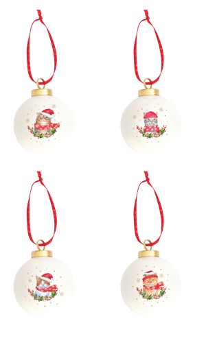 EasyLife | Коледна топка от доломит Ø 7 см - 4 вида | CHRISTMAS CATS