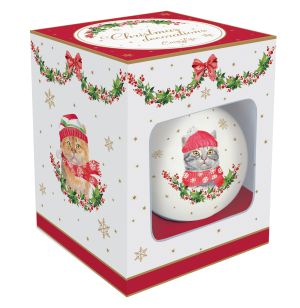 EasyLife | Коледна топка от доломит Ø 7 см - 4 вида | CHRISTMAS CATS