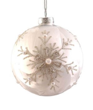 Vetur | Стъклена топка за елха 8cm | Снежинка