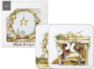 IHR | Коркова подложка за чаша - 4 броя / 2 дизайна | BRIGHT SHINE