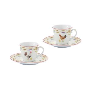 EasyLife | Комплект 2 чаши за кафе с чинийки 80 мл | COUNTRY LIFE