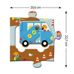 Djeco | Пъзел с движещи се части | Строителни машини
