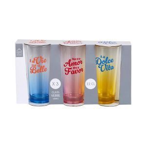 CMP Paris | Цветни чаши Dolce Vita, комплект от 3 броя, 220 мл