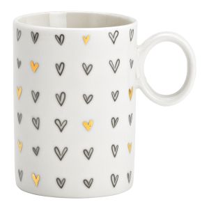 G. Wurm | Чаша със сърце от порцелан, бяла със златен декор