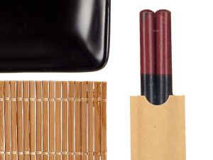 Arte Regal | Комплект за суши от керамика и бамбук, черен, 6 части