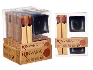 Arte Regal | Комплект за суши от керамика и бамбук, черен, 6 части