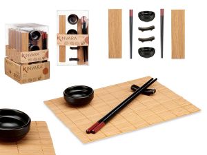 Arte Regal | Комплект за суши от керамика и бамбук, 8 части