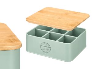 Arte Regal | Кутия с 6 отделения и бамбуков капак, ментово зелена