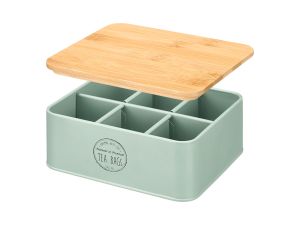 Arte Regal | Кутия с 6 отделения и бамбуков капак, ментово зелена