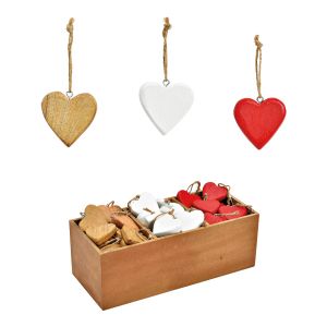 G. Wurm | Декоративна закачалка сърце от дърво, червено/бяло/кафяво