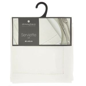 JJA | Шамбрей сервиращи подложки, бели, комплект от 4 броя