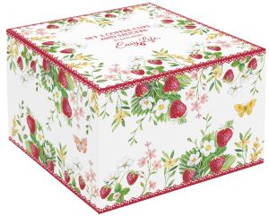 EasyLife | Порцеланови чаши за кафе 120мл комплект 2бр с чинийки | JARDIN DES FRAISES