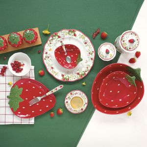 EasyLife | Порцеланови чаши за кафе 120мл комплект 2бр с чинийки | JARDIN DES FRAISES