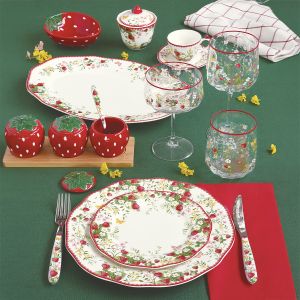 EasyLife | Порцеланови чаши за кафе 120мл комплект 2бр с чинийки | JARDIN DES FRAISES