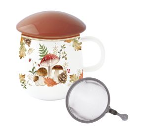 EasyLife | Порцелановa чаша с цедкаи капак 450мл | AUTUMN BREEZE